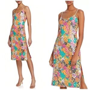 Milly Annie Floral Sequin Midi Dress NWT